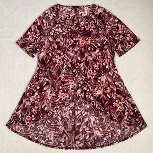 Cocomo Woman | Floral High Low Tunic Short Sleeve Stretch Pullover Top 2X